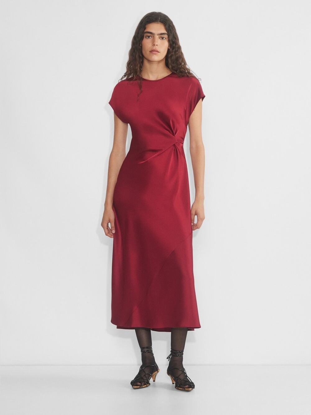 Aritzia Wilfred Nicolette Satin Dress in Red Size XS
